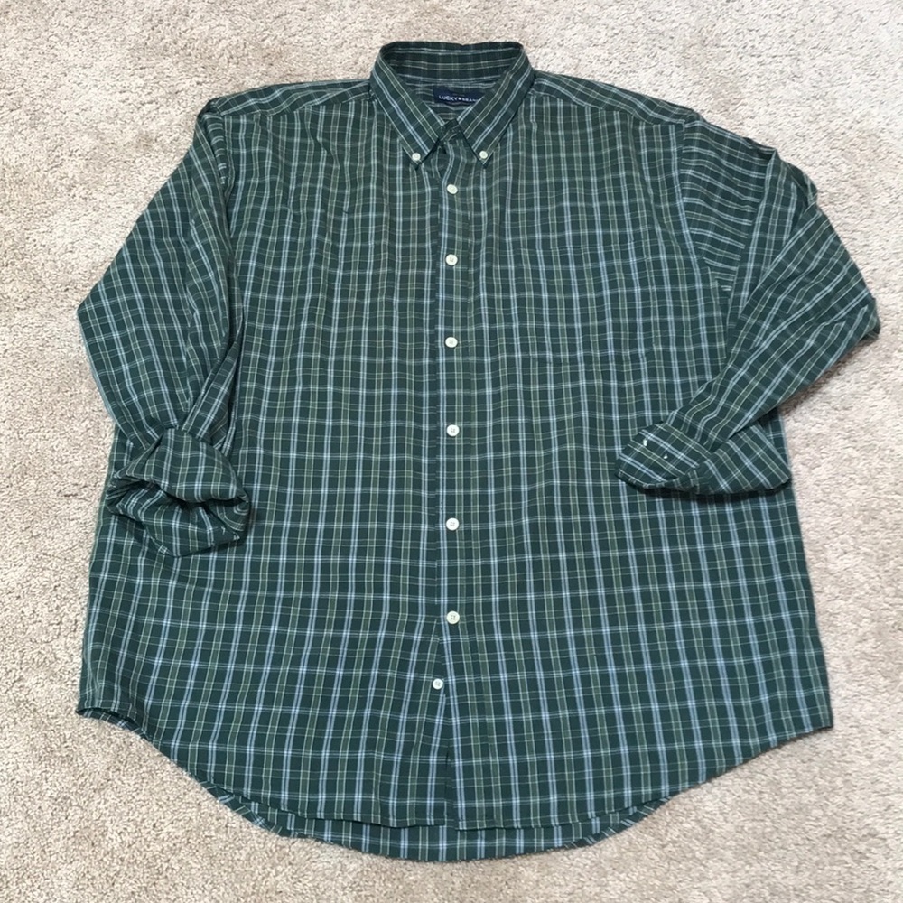NWT! LUCKY BRAND size XL green button down shirt